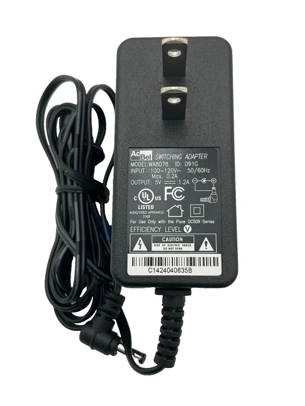 AcBel Switching Adapter WA8078 D91G DTA 100-120V 50/60HZ .2A 5V 1.2A