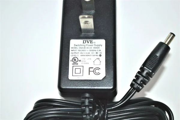 DVE Power Supply DSA-6E-05 US 050020 120-240V 50/60HZ .3A 5V .2A