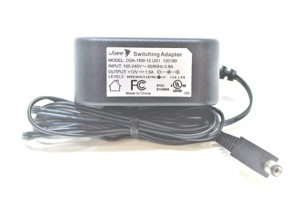 Ubee Power Adapter DSA-18W-12 US1 120180 100-240V 50/60HZ .8A 12V 1.5A