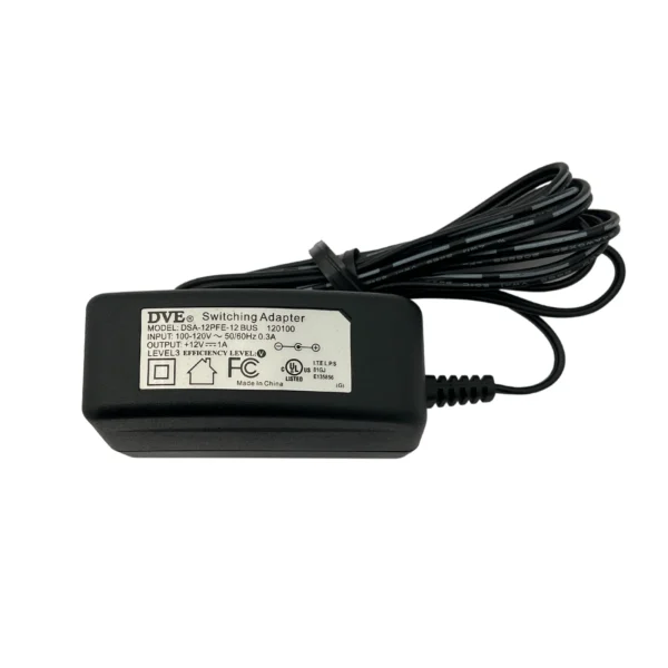 DVE Switching Power Adapter DSA-12PFE-12 BUS 120100 100-120V 50/60HZ .3A 12V 1A
