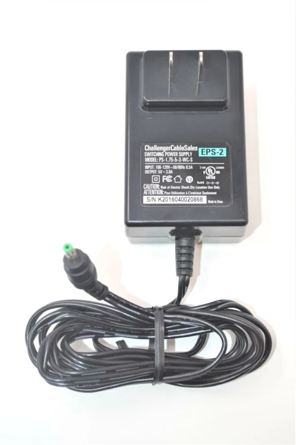 Challenger CS EPS-2 Power Adapter PS-1.75-5-3-WC-S 100-120V 50-60HZ .5A 5V 3A